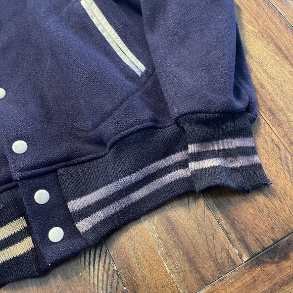 Vintage Villanova Jacket Mens Medium Blue Wool Varsity Letterman Striped 60s 70s - Picture 5 of 16